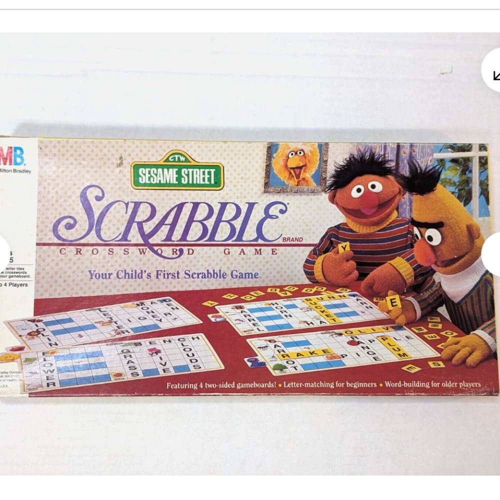 Vintage 1992 Milton Bradley Sesame Street SCRABBLE Crossword Board Game 1990's